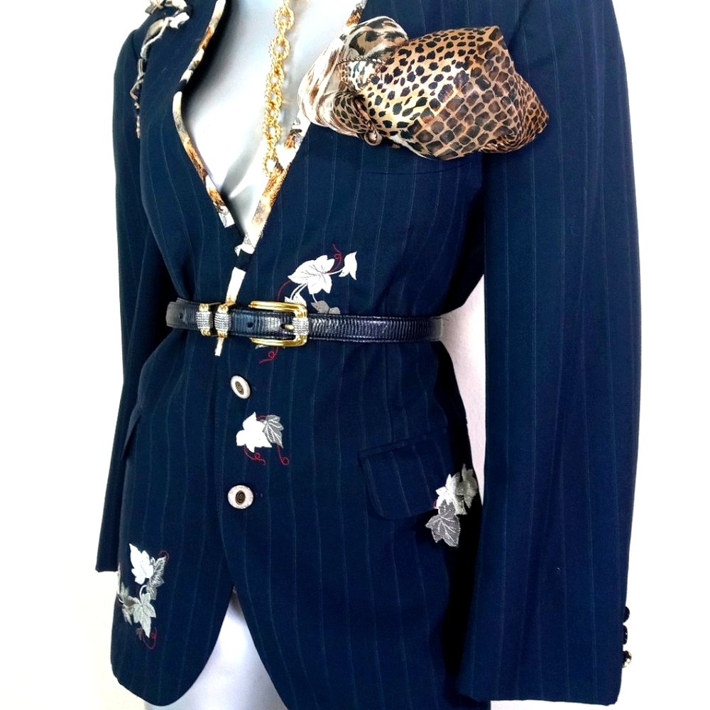 Evan Picone Pinstripe Craft Core Wearable Art RAD Blazer - Picture 7 of 15